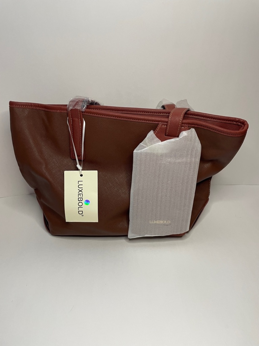 NWT LUXEBOLD®️ Brown Tote Bag with side pouch.